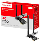Mercusys AC1200 Wi-Fi Bluetooth 5.0 PCIe Adapter with Two Antennas, Dual Band,MU-MIMO,WPA3, Supports Windows 10/11(64bit), Plug and Play(MA30E)