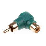 Green RCA Phono Right Angle Male Plug to Female Socket Audio TV Cable Adapter