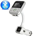 FM-sändare med Bluetooth-handsfree och billaddare (Silver)