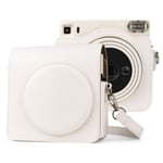 Full Body PU Läderfodral Kameraväska med Rem för FUJIFILM instax Square SQ1 Vit