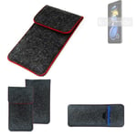 Protective cover for Xiaomi Redmi Note 11T Pro+ dark gray red edges Filz Sleeve 