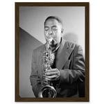 Sax Jazz Legend Bird Charlie Parker Black & White A4 Artwork Framed Wall Art Print