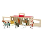 Melissa & Doug Show-Horse Stable, Wooden toy, Farm toy, Wooden stable toy, Toy set for boys & girls, Animal figures, Pretend play, Play set, Toys for 3 4 5+ ages, Gift for Boy or Girl