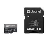 PLATINET MicroSDXC Hukommelseskort 128GB & 90MB/s + SD Kort Adapter