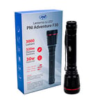 PNI Adventure F30 Flashlight aluminum with 30w led charger and 2 batteries, 8000mAh included, 3000 lumen, 520 m, IP65