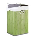 Relaxdays 10019053 Panier à linge pliant corbeille pliable rectangle en bambou 83 litres 65 cm hauteur HxlxP 65,5 x 43,5 x 33,5 cm, vert