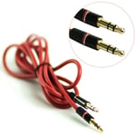 Minijack 3.5mm Audio kabel - Rød - 1.3 m