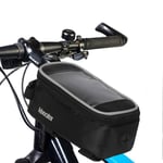 Mountain bike riding equipment accessories frame bag touch screen mobile phone bike bag-black_7 inch