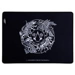 L33T Assassin Creed Valhalla Design Gaming Mouse Mat (S) 270 x 215 x 3 mm, Non-Slip Base for More Stability, Textile Surface, Stitched Edges, Good Gliding Properties, Black