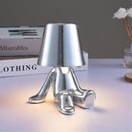 Sängbord Touch Bordlampa, Guld Thinker Lampa Skrivbordslampa Sladdlös Uppladdningsbar Bärbar Dekorativ Nattdukslampa Med USB Laddning Silver D