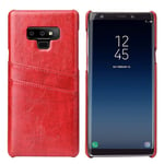 ResistaserYHM Fierre Shann Retro Oil Wax Texture PU Leather Case for Galaxy Note9, with Card Slots(Black) (Color : Red)