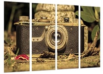 Tableau Moderne Photographique, Impression sur bois, Appareil photo Vintage Leica, appareil photo antique, 131 x 62 cm, ref. 26550