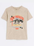 River Island Boys Dinosaur Print T-Shirt - Beige, Beige, Size Age: 11-12 Years