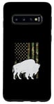 Coque pour Galaxy S10 Drapeau patriotique américain vintage du parc national Bison et Buffalo