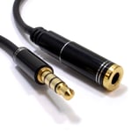 1m PRO 4 Pole METAL BLACK 3.5mm Jack Headphone/Headset Extension Cable [008445]
