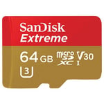 SanDisk 64GB Extreme Micro SDHC UHS-I U3 4K 90MB/S Memory Card Class 10