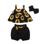 HINK Baby Outfit Unisex,Infant Baby Girls Sunflower Printed Suspender Tops+Shorts Headbands Outfits 6-12 Months Yellow Girls Outfits & Set For Baby Valentine'S Day Easter Gift
