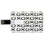 8G USB Flash Drives Credit Card Shape Xo Decor Memory Stick Bank Card Style Abstract Motivational Quote Lifestyle Pattern with Symbolic Letters Modern Print Decorative,Black White Waterproof Pen Thum