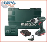 METABO SB18LI 18V COMBI DRILL, 2 x 2Ah Li BATTERIES,CHARGER,BITS,CASE 602190510