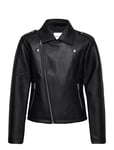Faux Leather Jacket Outerwear Jackets & Coats Leather Jacket Black Calvin Klein