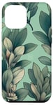 iPhone 12 Pro Max Leaves Botanical Flower Plant Line Art Sage Green Case