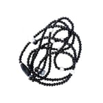 Women Headphones Pearl Necklace Earphones Wired Earbuds With Mic Black