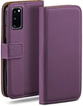 MoEx Flip Case for Samsung Galaxy S20 / S20 5G, Mobile Phone Case with Card Slot, 360-Degree Flip Case, Book Cover, Vegan Leather, Indigo-Violet
