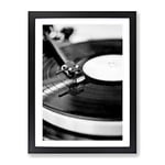 Vinyl Record Player Modern Framed Wall Art Print, Ready to Hang Picture for Living Room Bedroom Home Office Décor, Black A2 (64 x 46 cm)