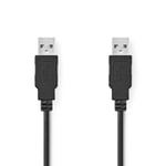 Nedis USB-kabel | USB 2.0 | USB-A Hane | USB-A Hane | 480 Mbps | Nickelplaterad | 5.00 m | Rund | PVC | Svart | Label