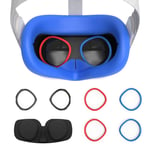 AMVR VR Silicone Face Cover & Lens Anti-Scratch Ring Protecting Myopia Glasses from Scratching VR Lens for Oculus Quest 2, Sweatproof Waterproof Anti-Dirty Replacement 3-in-1 Accessories (Blue)