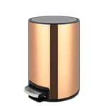 XMCF Wastebasket Trash Can Brushed stainless steel rubbish bin, inner bucket removable trash bin, kitchen with lid garbage bin round trash can, for Bathrooms Home Offices (Color : Gold, Size : 6L)