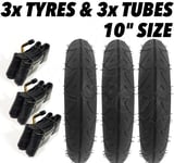 3 x Pram Tyres & 3 x Tubes 10" x 3 Quinny Buzz Speedi Huack Roadster 10"