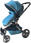MRWW Portable 2 in 1Baby Stroller, Anti-Shock Springs Foldable Strollers, Adjustable High View Pram, Travel System Infant CarriagePushchair,Light Blue
