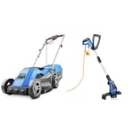 Hyundai 13" 33cm 1200w Corded Electric Lawnmower 230v / 240v lightweight with Roller Mulching & Grass Trimmer, 600W, 29CM / 290mm / 11.4” Cutting Width Grass Strimmers Electric with 10m Power Cable