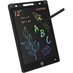 ACROPAQ Tablette d'écriture et dessin - Tablette LCD Noire, 12 pouces - Tablesse graphique enfant électronique portable avec écran couleur - Cadeau idéal enfants tout âge