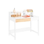 SoBuy Bureau Informatique, Bureau d'Ordinateur,Table d’Étude à Domicile, Table de Bureau, Table à Travaille avec 1 Étagère et 2 Tiroirs, pour Bureau, Salon, Chambre, 100 x 59 x 95 cm, FWT106-W