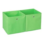 Relaxdays 10025655_53 Lot de 2 boîtes de rangement, carrées en tissu, Cubique, Vert, polyester, carton
