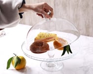 Pastry storage tray Wedding Dessert Tray, Glass Cake Stand Set Cake Shop Salad Pastry Tray Home Sandwich Sushi Dome Chip & Dip Server 32*32*25.8CM Dried fruit tasting plate ( Size : 32*32*25.8CM )