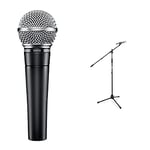 Shure Dynamic Microphone Shure Sm58-S Black and Silver, Vocal Cardiodie & Tiger MCA68-BK Support Perche de Microphone, Support de Micro avec Clip de Micro Gratuit - Noir