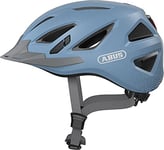 ABUS Casque de ville Urban-I 3.0 - casque de vélo avec feu arrière, visière et fermeture magnétique - pour hommes et femmes - bleu clair, taille M
