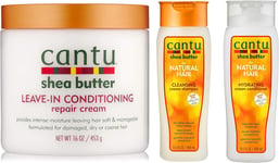 Cantu Coconut Curling Cream 340G with Sulfate Free Shampoo 400Ml & Conditioner 4