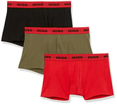 Hugo Boss Men's Hugo 3 Pack Stretch Cotton Trunk Underwear, Black Fog/Green Wood/Lipstick Red, XL UK