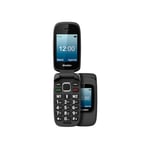 iCreation C30 - Téléphone Portable à clapet Noir avec Double écran (2,4" + 1,77"), Grandes Touches et Chiffres, 2 mémoires directes, Bluetooth, Grande Batterie 800mAh, USB-C et Double SIM