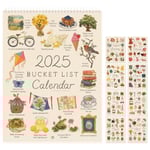 2025 Bucket List Kalender, 2025 12 Månader Väggkalender, 2025 Väggkalender Att Göra-Lista & Anteckningar, 2025 Kalender för Planering eller Organisering