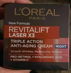 L'Oreal Paris Revitalift Laser x3 Night Cream, Triple Action Anti-Aging.