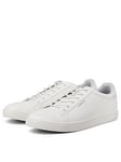 Jack & Jones Faux Leather Lace Up Trainers - White, Bright White, Size 40, Men