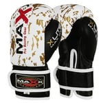 Maxx White/Gold adults boxing gloves Rex leather 8oz - 16oz (16oz)