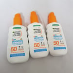 3 x 150 ml Garnier Ambre Solaire Kids SPF 50+ Sensitive Advanced Sun Cream Spray