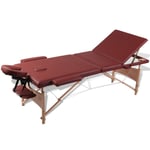 vidaXL Rött vikbart massagebord med 3 zoner och träram 110080