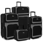 U.S. Traveler New Yorker 4-Piece Luggage Set in Black